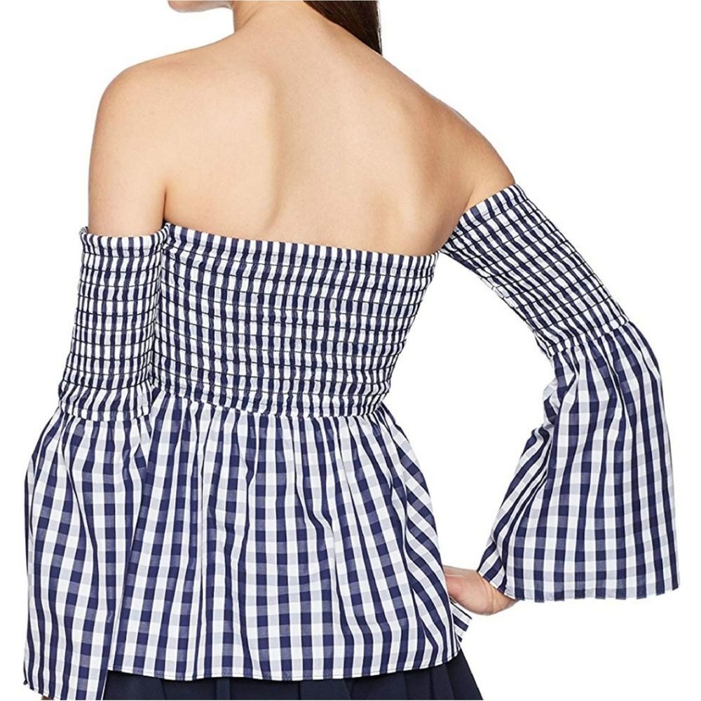 NWT Milly navy/white smocked top size S